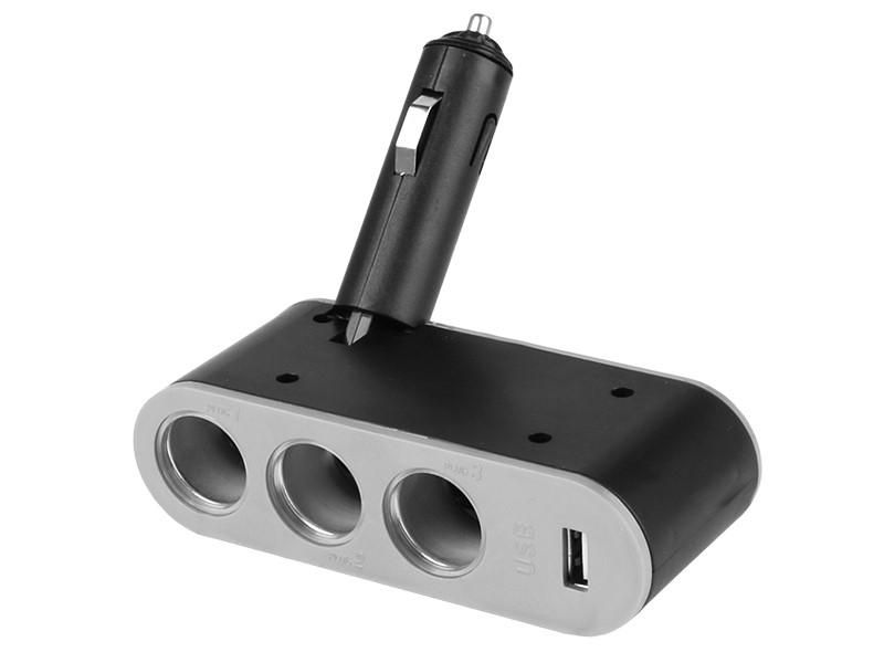 троен сплитер за запалка с чупещо рамо 12/24v usb 500 ma carmotion ...