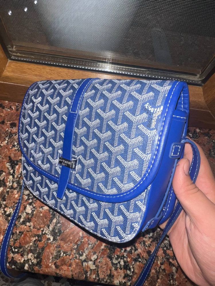 Синяя сумка GOYARD барсетка