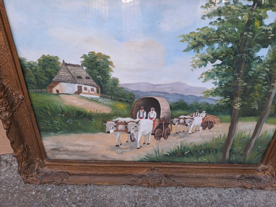 tablou vechi pictura pe lemn 82/62 cm reproducere I Dobosariu