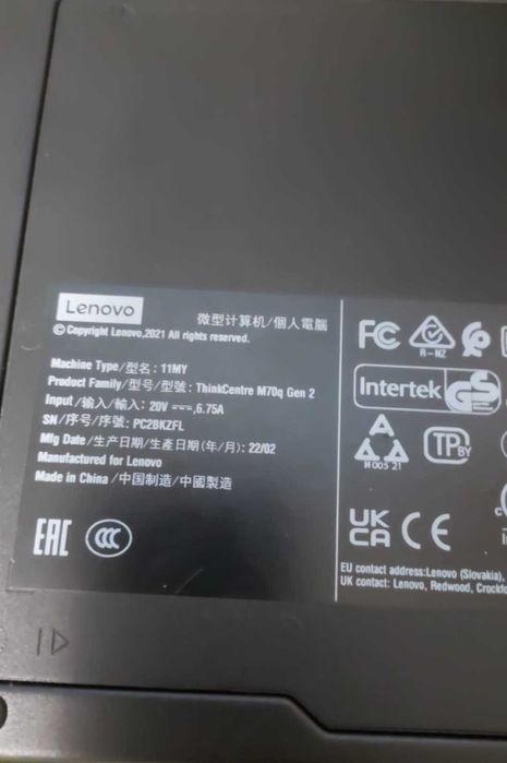 Lenovo ThinkCentre M70Q Gen 2 Tiny i5-10500T 16GB 512GB ssd M2