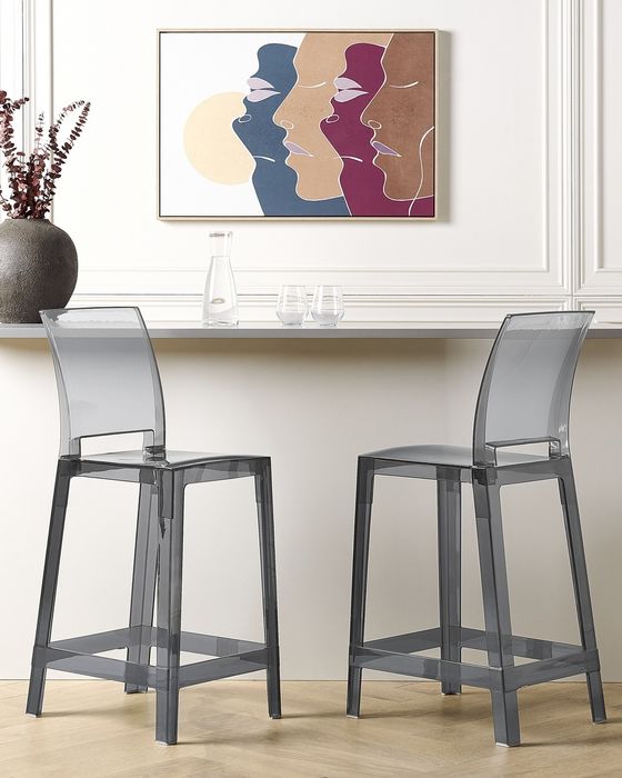 NOU Set două scaune bar WELLINGTON, transparent negru