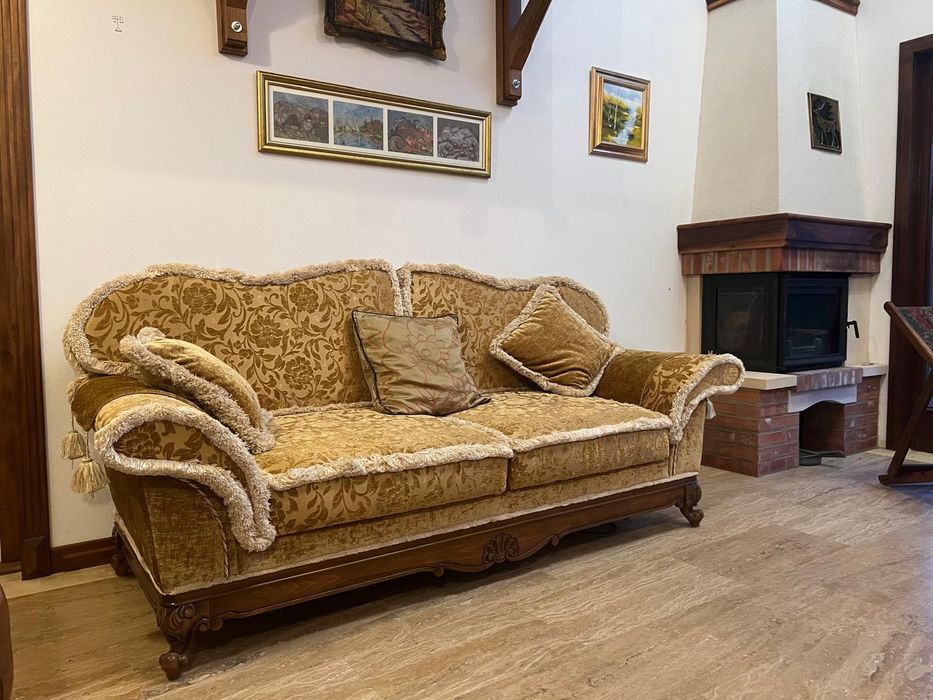 Canapea extensibilă + fotoliu stil baroc (Chippendale) lemn masiv,noi