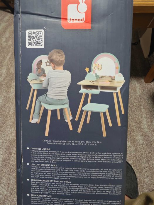 Set masa pentru infrumusetare, Janod, unicorn, din lemn,