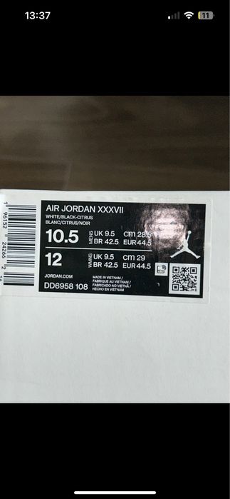 Jordan XXXVII Black White