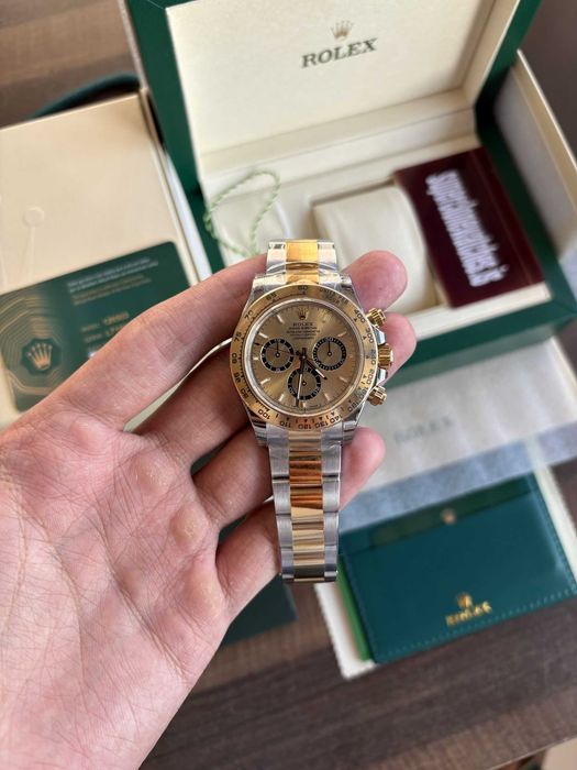 Rolex Daytona  Two Tone Yellow Gold Champagne Dial