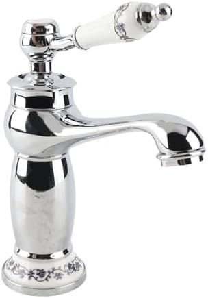 Винтидж/ ретро смесител за мивка за баня с флорални мотиви