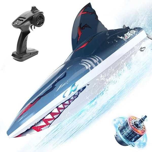 Bărci telecomandate DEERC, fără perii, model rechin, viteză 48 + km/h