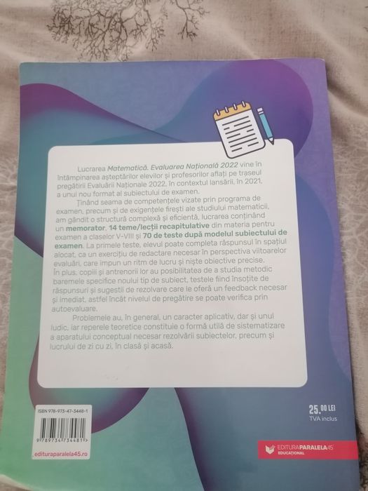 culegere de matematica evaluare națională , editura Paralela