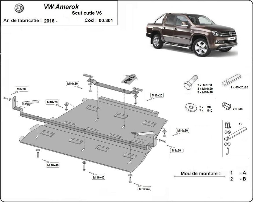 scut cutie de viteza si diferential vw amarok - v6 automat 2016-2022