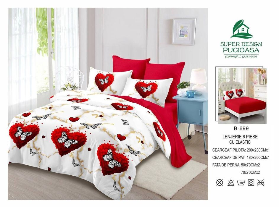 Lenjerii finet 6 piese complete cearceaf pe elastic !! 
Potrivit pt pa