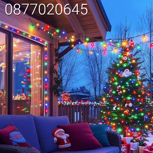 100 МЕТРА Коледни LED Лампи 8режима на светене Водоустойчиви Подходящи