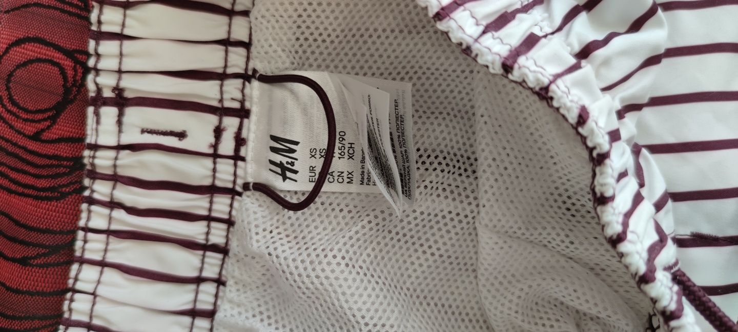 Бански H&M  бяло+бордо