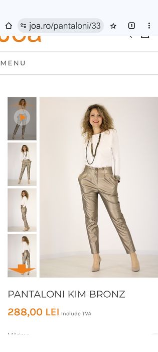 Pantaloni Kim bronz de la Joa, piele ecologica