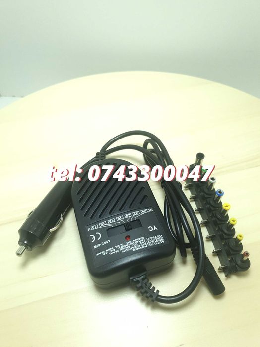 Incarcator Auto Universal Pentru Laptop80w Alimentare 12vcu 8 Cone
