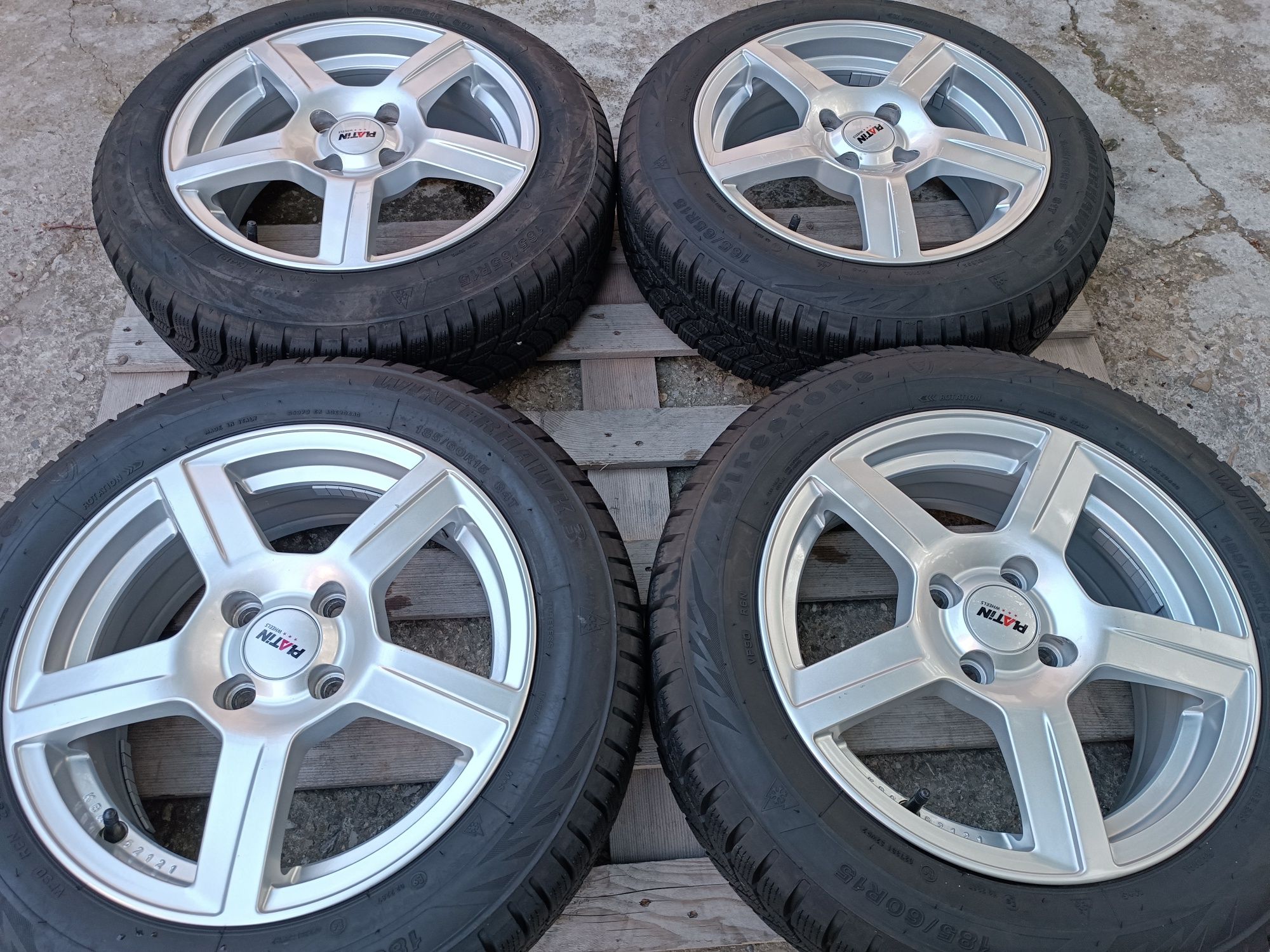 Лети джанти 15ки 4х100 Platin + зимни гуми Firestone