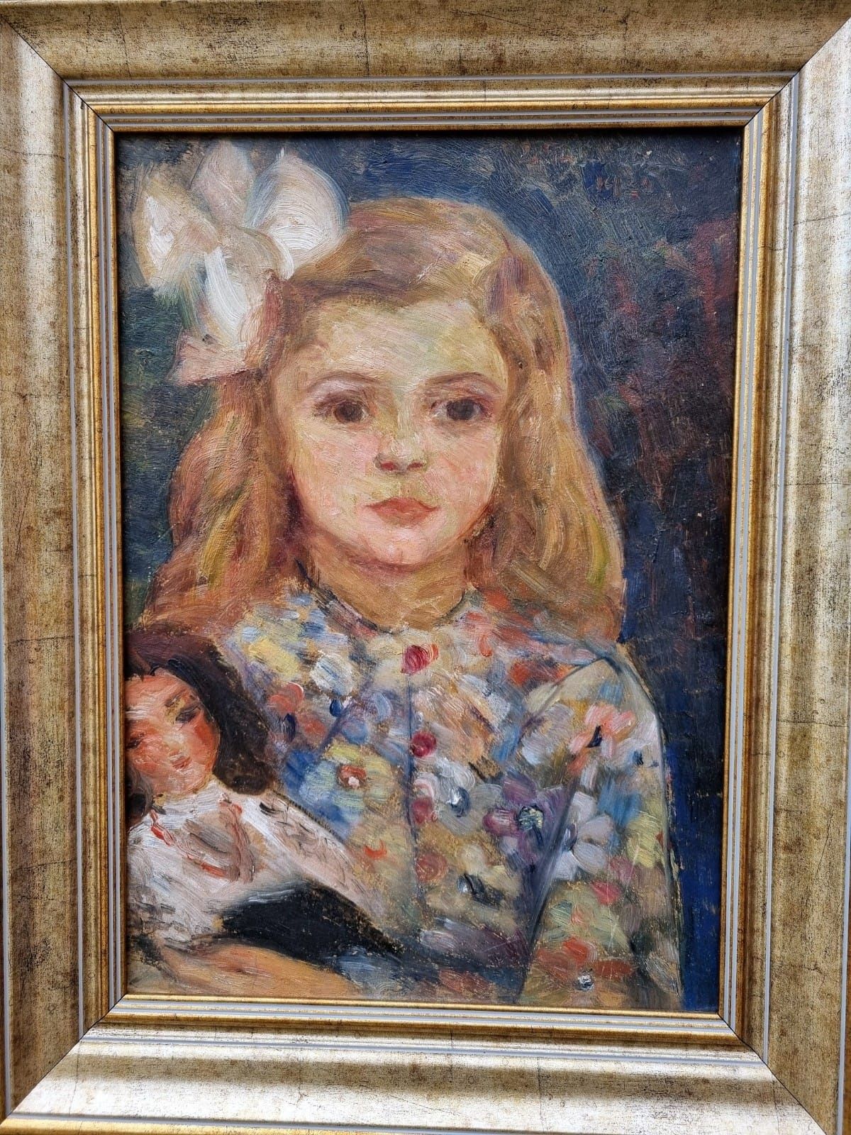 " Fetița cu păpușa ", tablou superb,vechi, 1934, de muzeu, semnat, u/c