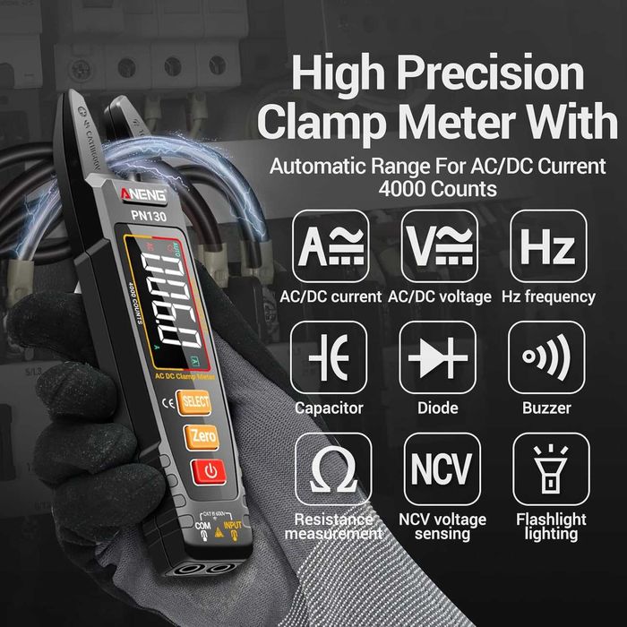 ANENG мултицет клещи U-образен, цветен LCD, акумулаторен