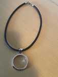 Colier din piele cu pandant Bulgari otel inoxidabil Made in italy