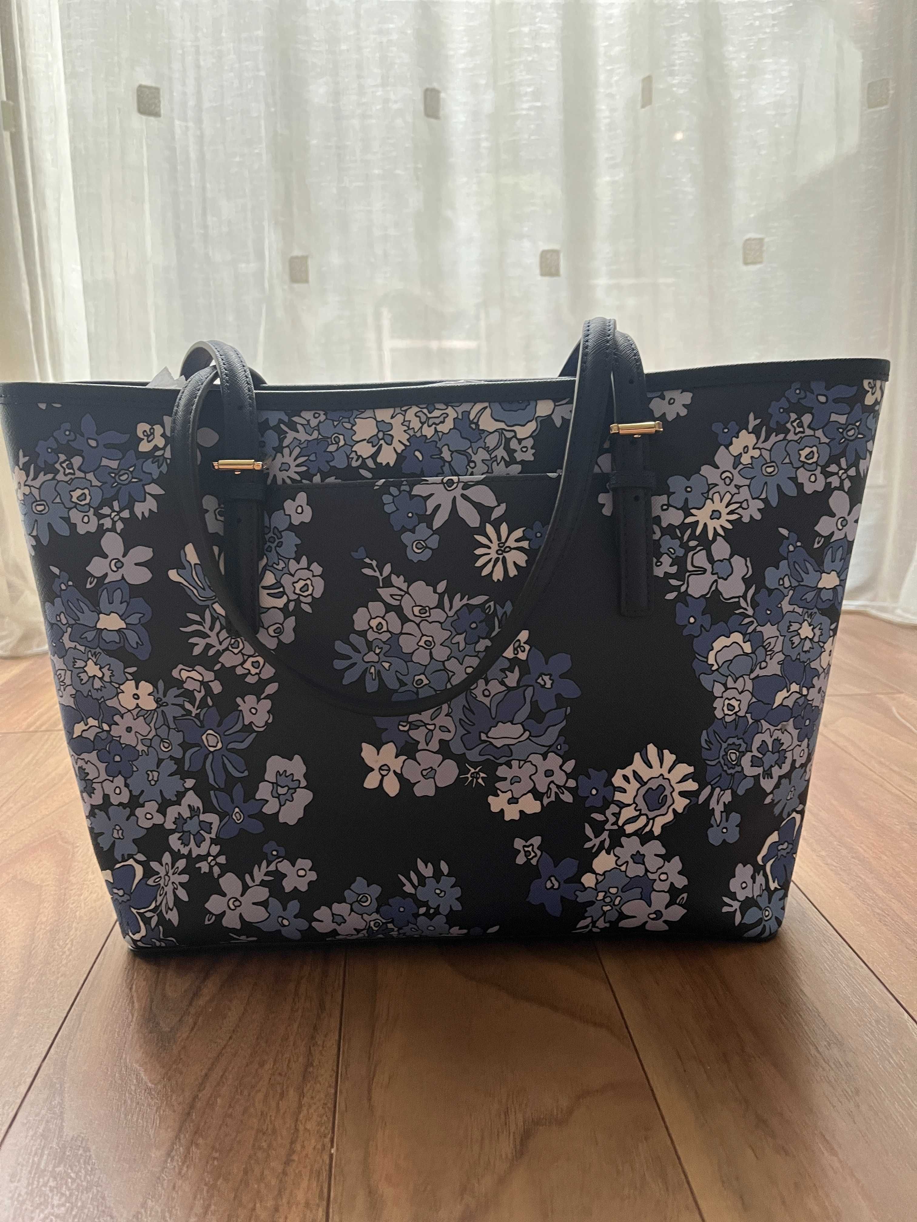 Geanta Michael Kors Albastra cu Flori - Nepurtata, Noua, ORIGINALA