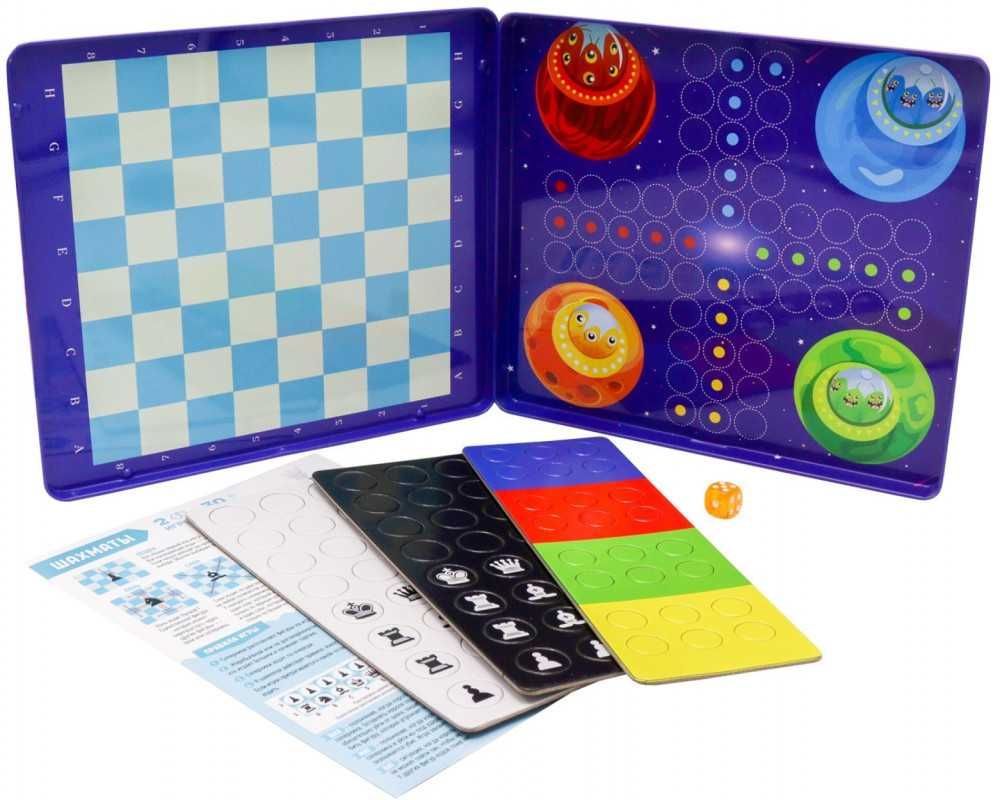 MAGNETICUS BG-2204 Магнитные игры 4-в-1: Шашки, Шахматы, Уголки, Лудо