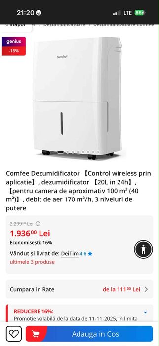 Dezumidificator Comfee MDDF-20DEN7-WF
