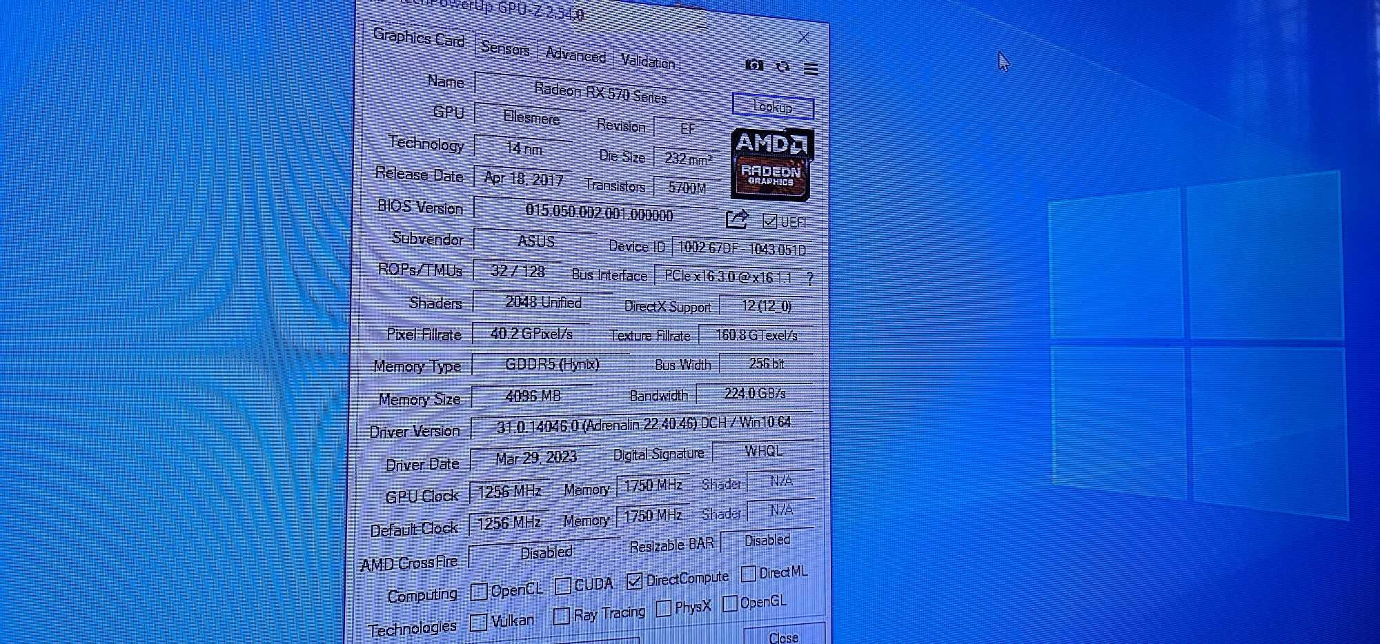 ASUS Radeon RX 570 4GB GDDR5 256bit (EX-RX570-4G) Placa video