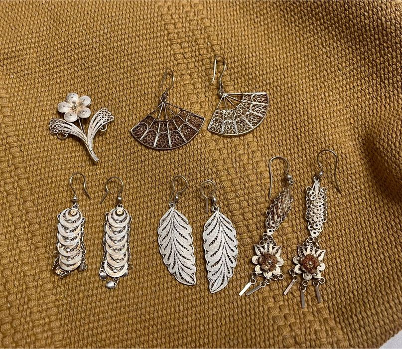 Серьги-подвески из филигранного серебра