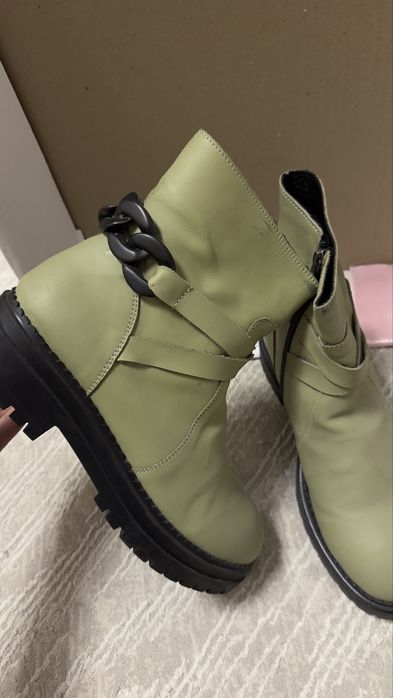 Ботинки женские кожаные с мехом