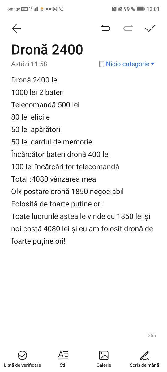 Vindem dronă dji phantom 3 standard cameră 4 k înălțată de puține ori!