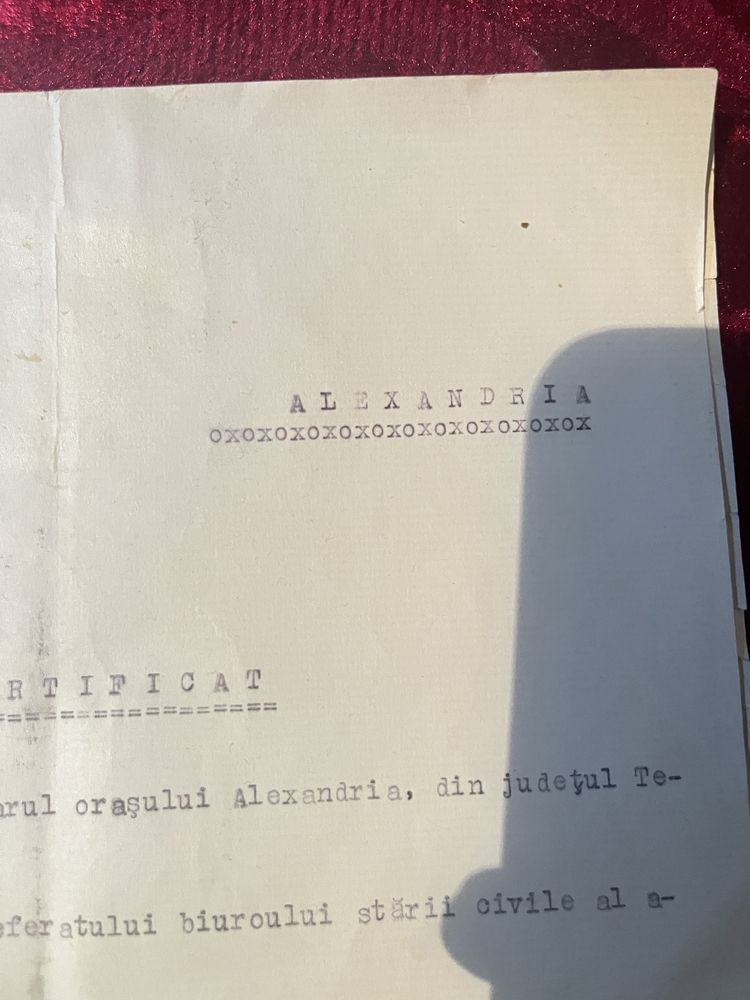 Certificat rar Alexandria 1942