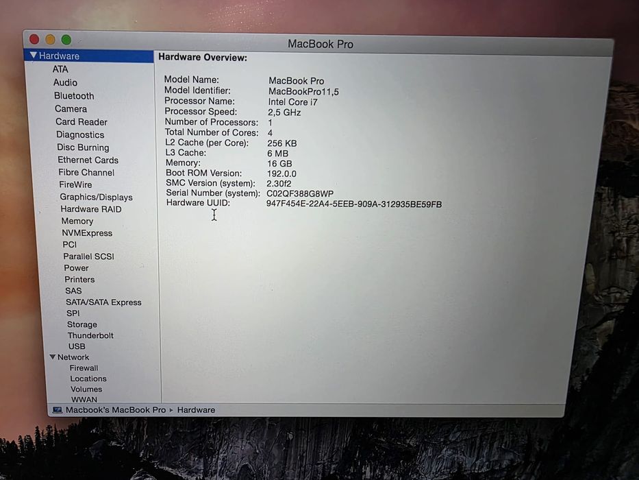 Apple Macbook Pro 15 Mid 2015 i7 16Gb RAM 512Gb SSD