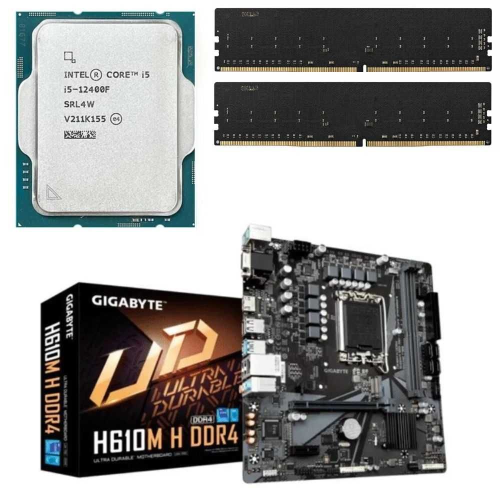 Продам игровые проц+мать H610 Gigabyte + i5 12400f + 32 gb озу (16x2)