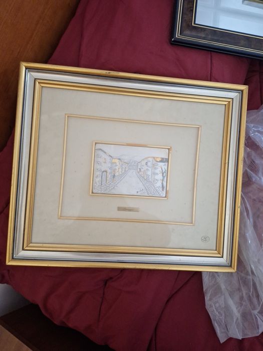 Tablou argint 925 , rama suflata cu aur