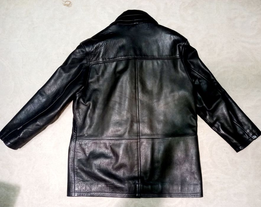 Мъжка черна кожена шуба/яке