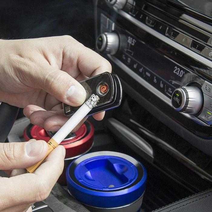 LED Запалка С Пепелник За Автомобил, USB Зарядно