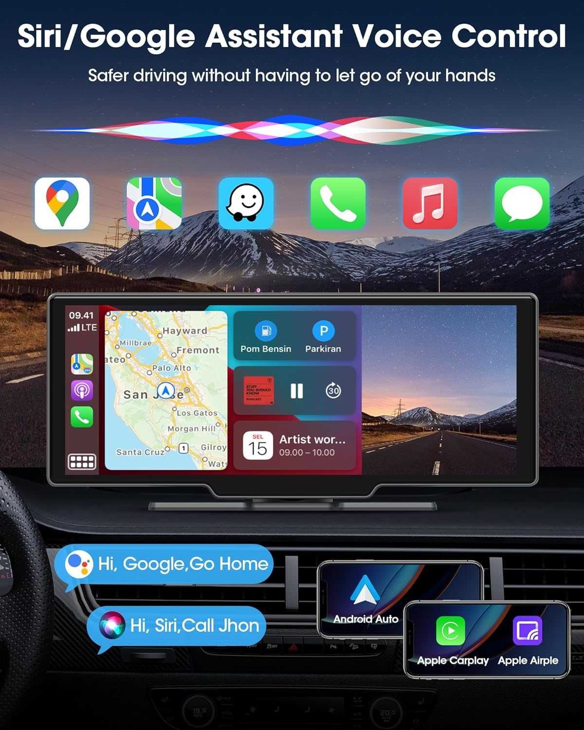 Touchscreen auto 10.26" Wireless CarPlay / Android Auto, 2 camere