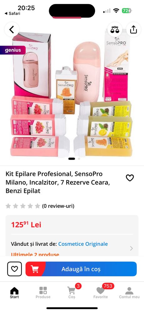 Aparat de epilat cu ceara de unica folosinta