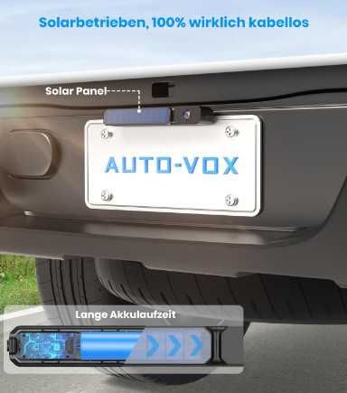 AUTO-VOX комплект соларна камера за заден ход с монитор