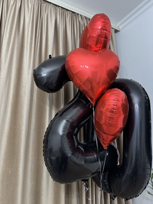 шарики цифра 20 м сердечки 5 штук