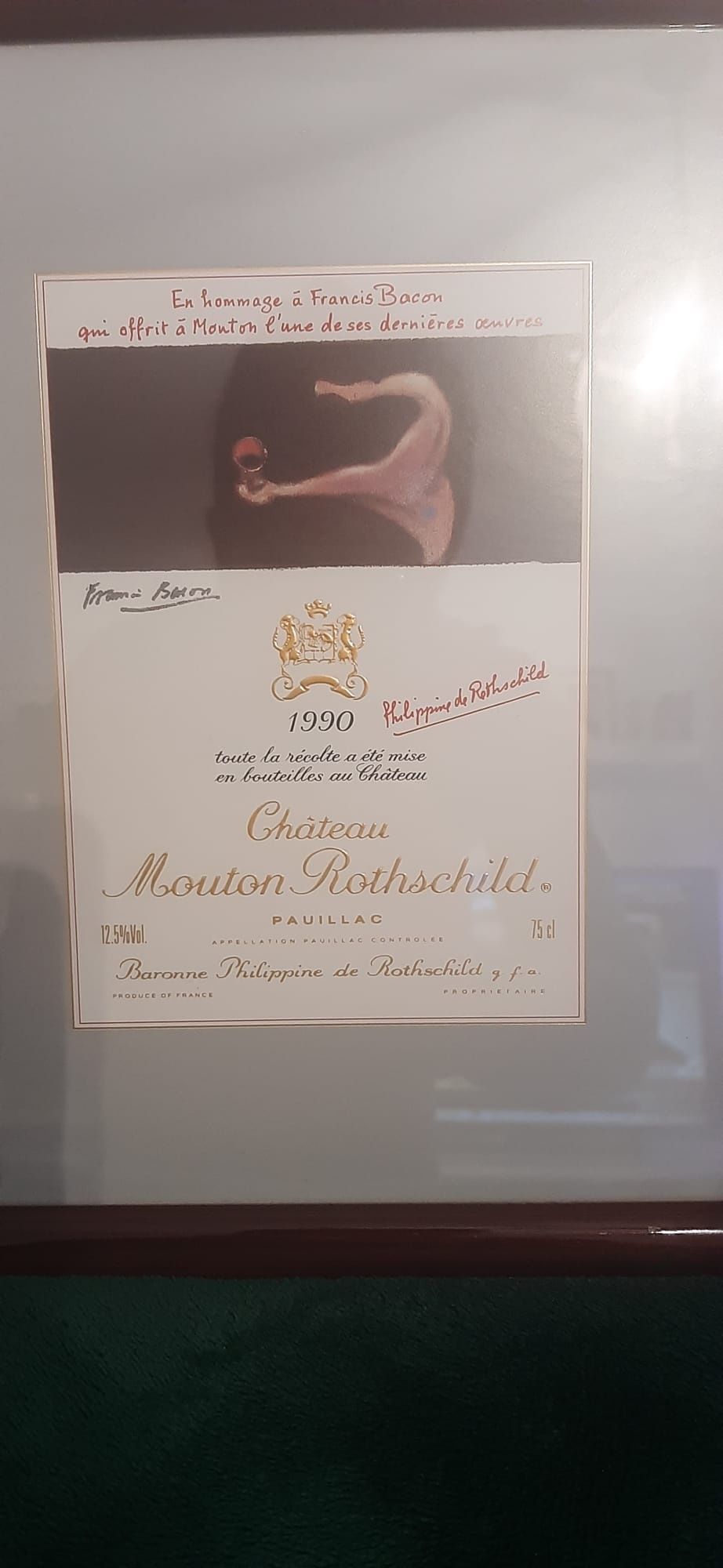 Tablou cu eticheta veche Mouton Rothschild Francis Bacon