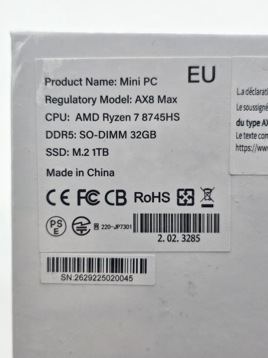 Mini PC GEEKOM AX8 Max, AMD Ryzen R7-8745HS/ 32GB DDR5/ 1TB SSD/ SIGIL