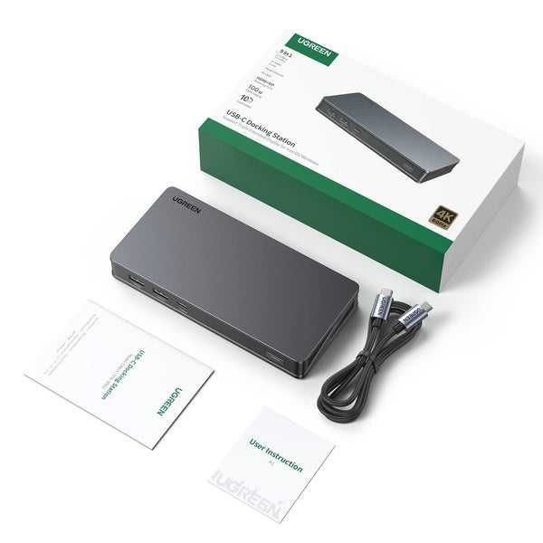 Адаптер Хъб, Ugreen, USB-C-2xUSB-A, 2xHDMI, 2xDP, SD/TF/RJ45, Алуминий