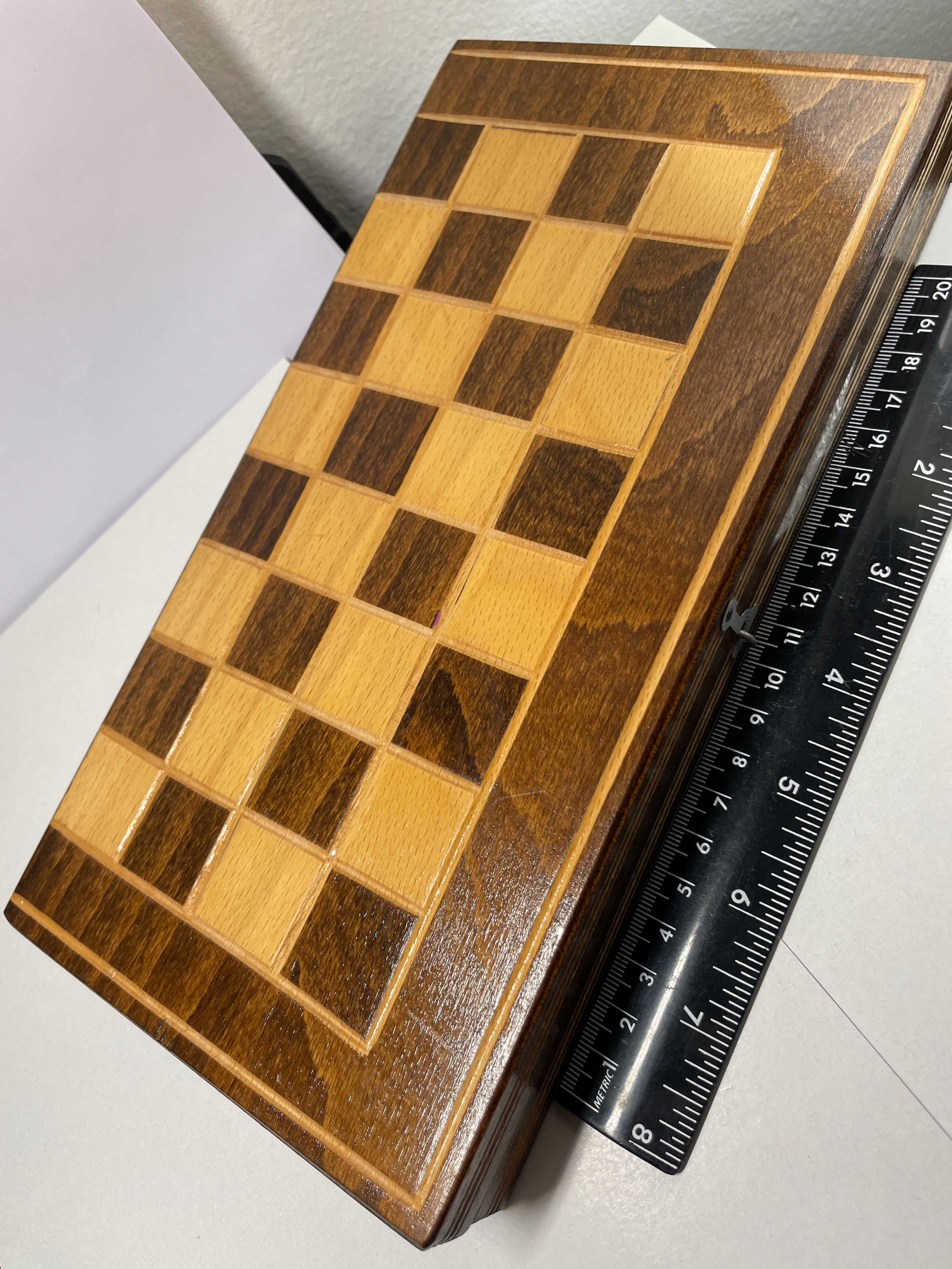 Joc jucarie Șah/Table vechi vintage 1970-80 lemn complet comunism impe