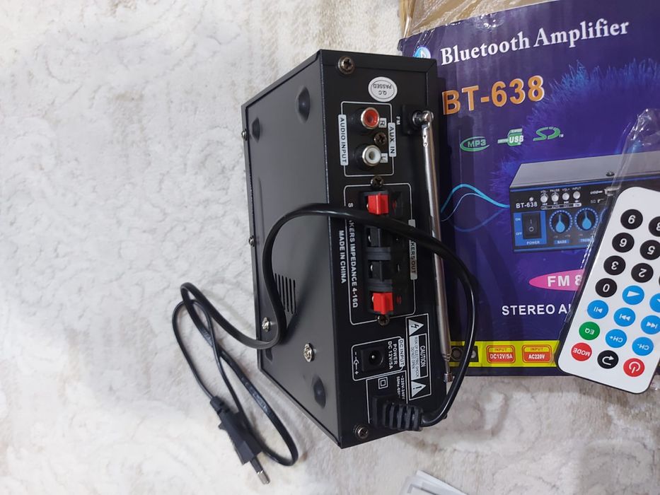 Amplificator Bluetooth BT-638, MP3, FM, Karaoke, Telecomandă – Nou