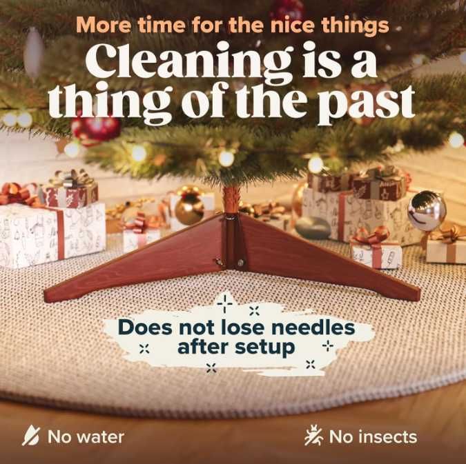 Brad artificial Pure Living, 90 cm, ramuri realiste, suport din lemn