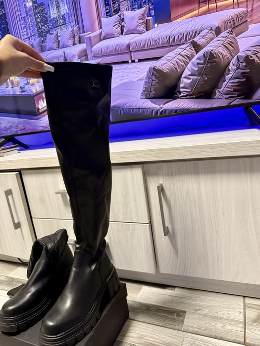 Cizme până la genunchi, piele naturală, mărimea 36/37, noi și elegante