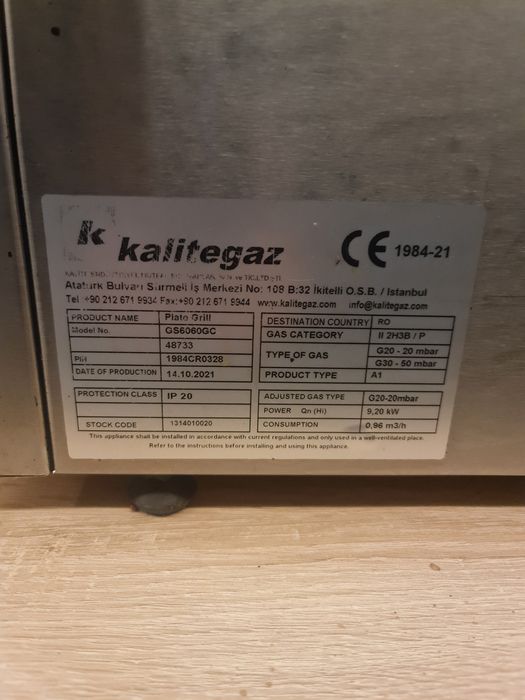 Plita gaz neteda-striata cromata Kalitegaz GS6060GC