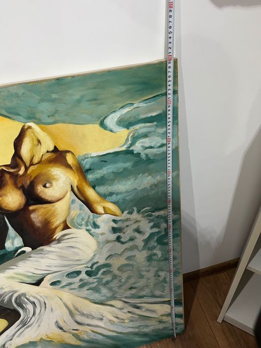 Русалка на брега на морето с маслени бои