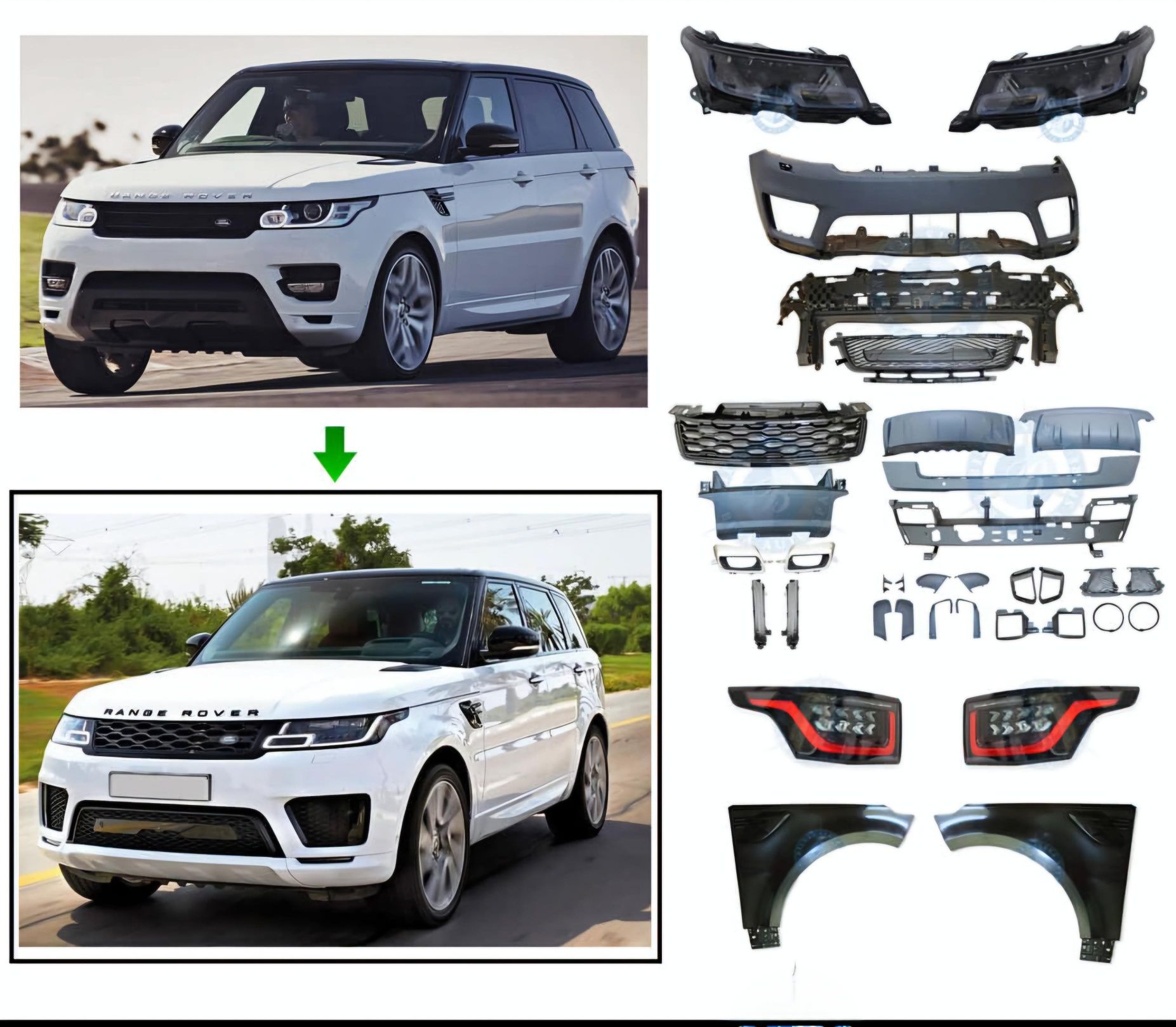 L494 Facelift пакет предна броня задна фарове стопове калници Range