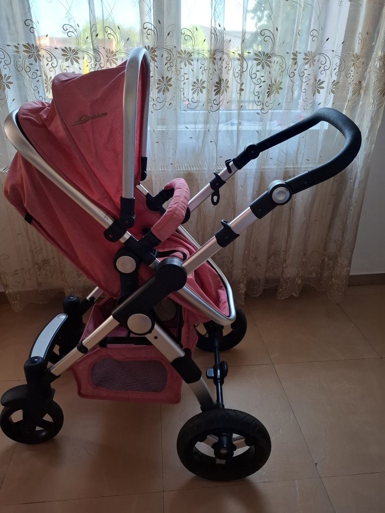 Cărucior fetite 3 în 1 ( roz inchis)